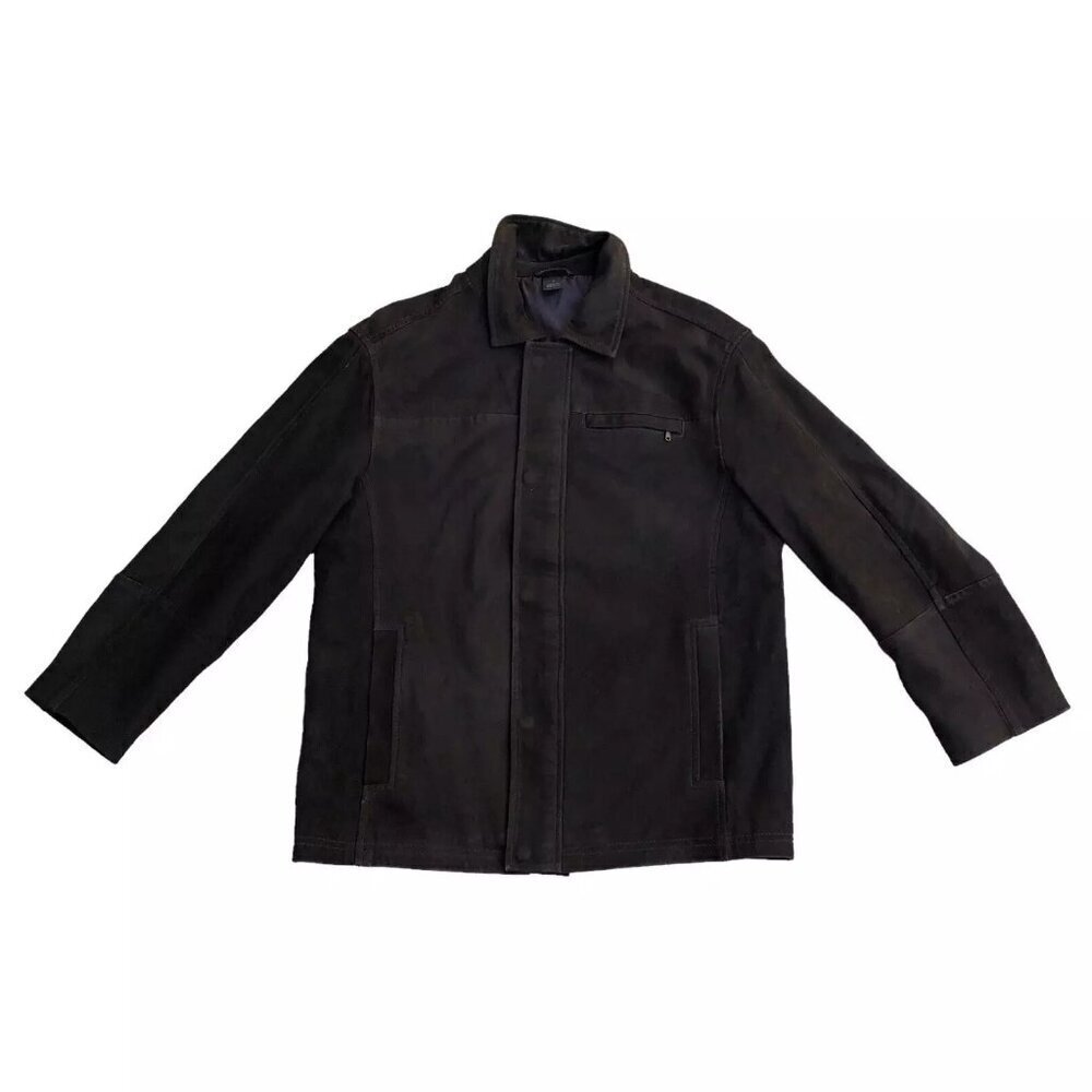 Vintage LIZ CLAIBORNE Leather Suede Jacket Womens MEDIUM Brown Coat Heavy Winter